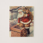 Vintage Christmas ビクトリアン Santa Claus in Chimney ジグソーパズル<br><div class="desc">ヴィンテージのイラストレーションビクトリアンメリークリスマスの休日の画像すてきは、クリスマス・イブに玩具の袋でいっぱいの家の煙突の下に白い髭と帽子の登山を持つ古いサンタ・クロースを特徴とする。ハッピーホリデーと季節のご挨拶！</div>