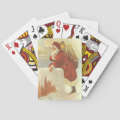 Vintage Christmas ビクトリアン Santa Claus in Chimney トランプ (裏面)