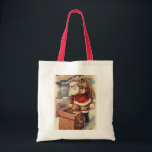 Vintage Christmas ビクトリアン Santa Claus in Chimney トートバッグ<br><div class="desc">ヴィンテージのイラストレーションビクトリアンメリークリスマスの休日の画像すてきは、クリスマス・イブに玩具の袋でいっぱいの家の煙突の下に白い髭と帽子の登山を持つ古いサンタ・クロースを特徴とする。ハッピーホリデーと季節のご挨拶！</div>