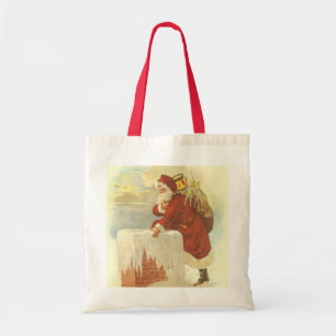 Vintage Christmas ビクトリアン Santa Claus in Chimney トートバッグ