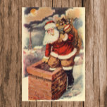 Vintage Christmas ビクトリアン Santa Claus in Chimney ポスター<br><div class="desc">ヴィンテージのイラストレーションビクトリアンメリークリスマスの休日の画像すてきは、クリスマス・イブに玩具の袋でいっぱいの家の煙突の下に白い髭と帽子の登山を持つ古いサンタ・クロースを特徴とする。ハッピーホリデーと季節のご挨拶！</div>