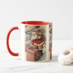 Vintage Christmas ビクトリアン Santa Claus in Chimney マグカップ<br><div class="desc">ヴィンテージのイラストレーションビクトリアンメリークリスマスの休日の画像すてきは、クリスマス・イブに玩具の袋でいっぱいの家の煙突の下に白い髭と帽子の登山を持つ古いサンタ・クロースを特徴とする。ハッピーホリデーと季節のご挨拶！</div>