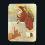 Vintage Christmas ビクトリアン Santa Claus in Chimney マグネット<br><div class="desc">ヴィンテージイラストレーションビクトリアンエラメリークリスマスの休日デザインは、クリスマスイブのおもちゃでいっぱいの袋で雪の上の屋根の登山の上にサンタクロースをフィーチャー。屋根の上に聖ニコライすてきルと非常に寒い冬の夕べ。</div>