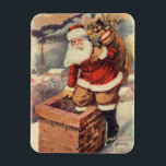 Vintage Christmas ビクトリアン Santa Claus in Chimney マグネット<br><div class="desc">ヴィンテージのイラストレーションビクトリアンメリークリスマスの休日の画像すてきは、クリスマス・イブに玩具の袋でいっぱいの家の煙突の下に白い髭と帽子の登山を持つ古いサンタ・クロースを特徴とする。ハッピーホリデーと季節のご挨拶！</div>