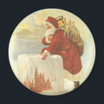 Vintage Christmas ビクトリアン Santa Claus in Chimney マグネット<br><div class="desc">ヴィンテージイラストレーションビクトリアンエラメリークリスマスの休日デザインは、クリスマスイブのおもちゃでいっぱいの袋で雪の上の屋根の登山の上にサンタクロースをフィーチャー。屋根の上に聖ニコライすてきルと非常に寒い冬の夕べ。</div>