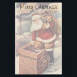 Vintage Christmas ビクトリアン Santa Claus in Chimney 便箋<br><div class="desc">ヴィンテージのイラストレーションビクトリアンメリークリスマスの休日の画像すてきは、クリスマス・イブに玩具の袋でいっぱいの家の煙突の下に白い髭と帽子の登山を持つ古いサンタ・クロースを特徴とする。ハッピーホリデーと季節のご挨拶！</div>