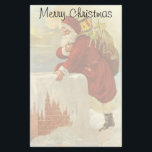 Vintage Christmas ビクトリアン Santa Claus in Chimney 便箋<br><div class="desc">ヴィンテージイラストレーションビクトリアンエラメリークリスマスの休日デザインは、クリスマスイブのおもちゃでいっぱいの袋で雪の上の屋根の登山の上にサンタクロースをフィーチャー。屋根の上に聖ニコライすてきルと非常に寒い冬の夕べ。</div>