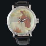 Vintage Christmas ビクトリアン Santa Claus in Chimney 腕時計<br><div class="desc">ヴィンテージイラストレーションビクトリアンエラメリークリスマスの休日デザインは、クリスマスイブのおもちゃでいっぱいの袋で雪の上の屋根の登山の上にサンタクロースをフィーチャー。屋根の上に聖ニコライすてきルと非常に寒い冬の夕べ。</div>