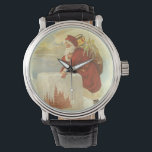 Vintage Christmas ビクトリアン Santa Claus in Chimney 腕時計<br><div class="desc">ヴィンテージイラストレーションビクトリアンエラメリークリスマスの休日デザインは、クリスマスイブのおもちゃでいっぱいの袋で雪の上の屋根の登山の上にサンタクロースをフィーチャー。屋根の上に聖ニコライすてきルと非常に寒い冬の夕べ。</div>