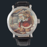 Vintage Christmas ビクトリアン Santa Claus in Chimney 腕時計<br><div class="desc">ヴィンテージのイラストレーションビクトリアンメリークリスマスの休日の画像すてきは、クリスマス・イブに玩具の袋でいっぱいの家の煙突の下に白い髭と帽子の登山を持つ古いサンタ・クロースを特徴とする。ハッピーホリデーと季節のご挨拶！</div>