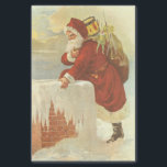 Vintage Christmas ビクトリアン Santa Claus in Chimney 薄葉紙<br><div class="desc">ヴィンテージイラストレーションビクトリアンエラメリークリスマスの休日デザインは、クリスマスイブのおもちゃでいっぱいの袋で雪の上の屋根の登山の上にサンタクロースをフィーチャー。屋根の上に聖ニコライすてきルと非常に寒い冬の夕べ。</div>
