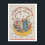 Vintage Christmas 1866ミュージシャンin Crescent Moon ポストカード<br><div class="desc">1866年のおもしろいイラストレーションからのヴィンテージのクリスマスカードは、三日月に乗ったミュージシャンのグループを示している。「聖降誕祭お目出度う新年」という言葉は角から出来ているように見える。</div>