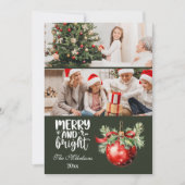 Vintage Christmas 2 Photo Family Celebration シーズンカード (正面)