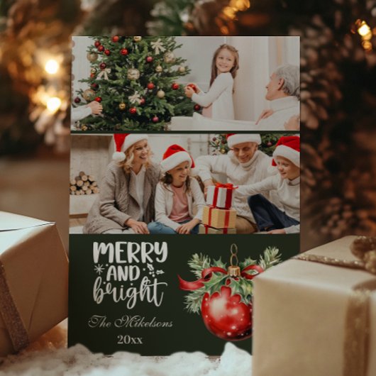 Vintage Christmas 2 Photo Family Celebration シーズンカード