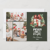 Vintage Christmas 3 Photos Family Celebration シーズンカード (正面)