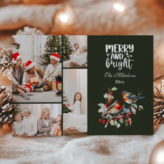 Vintage Christmas 4 Photos Family Celebration シーズンカード