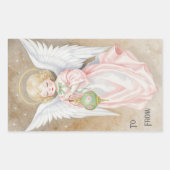 Vintage Christmas Angel 長方形シール (正面)
