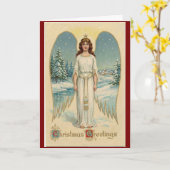Vintage Christmas Angel Greeting Card カード (黄色い花)