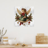 Vintage Christmas Angel Poster ポスター (キッチン)