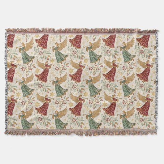 Vintage Christmas Angels スローブランケット (正面)