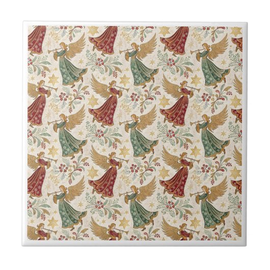 Vintage Christmas Angels  タイル (正面)