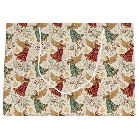 Vintage Christmas Angels ラージペーパーバッグ (正面)