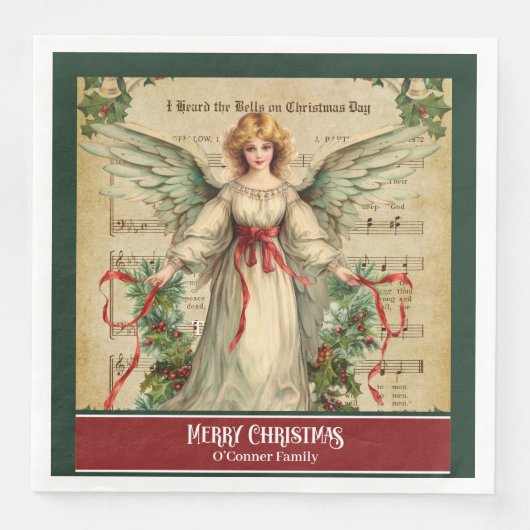 Vintage Christmas Angels Elegant Holiday Napkins (正面)
