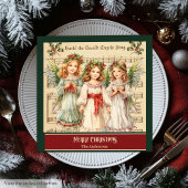 Vintage Christmas Angels Monogram Holiday Napkins