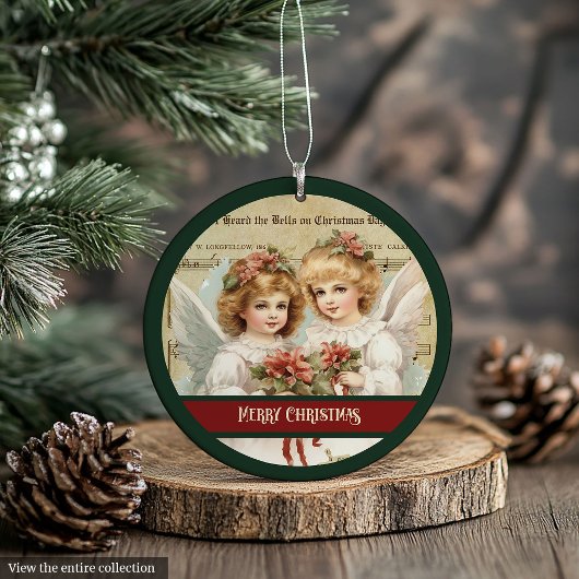 Vintage Christmas Angels Ornament Monogram Keepsak オーナメント