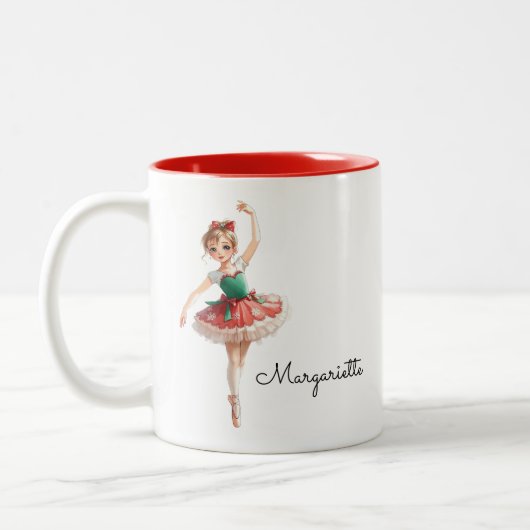 Vintage Christmas Ballet Girl ツートーンマグカップ (左)