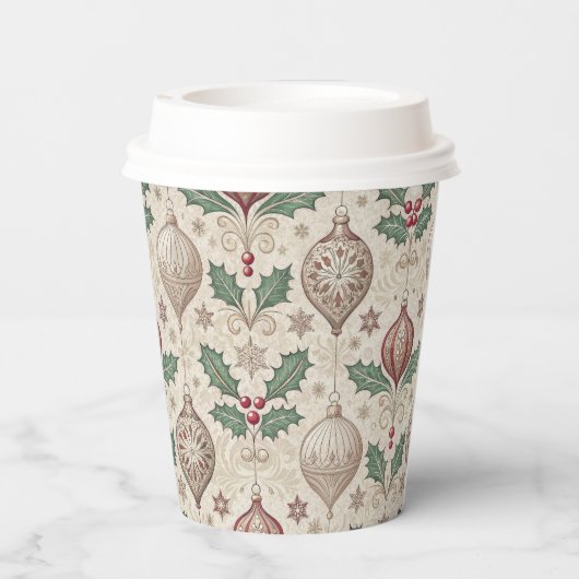 Vintage Christmas Beige Bauble 紙コップ (裏面)