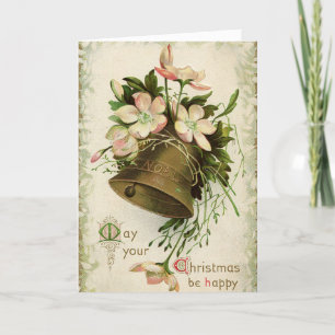 Vintage Christmas Bell (Pink Floral) Card シーズンカード