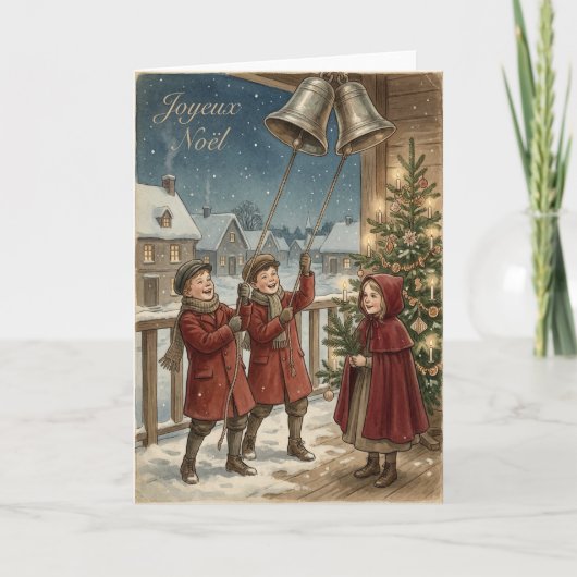 Vintage Christmas Bell Ringers Card カード (正面)