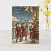 Vintage Christmas Bell Ringers Card カード (黄色い花)