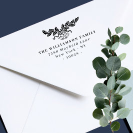 Vintage Christmas Bells Botanical Return Address ラバースタンプ