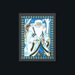 Vintage Christmas, Blue Santa Claus with Snowglobe キャンバスプリント<br><div class="desc">ヴィンテージイラストレーションビクトリアンスタイルメリークリスマスの休日デザインは、森の中でサンタクロースを特集すてき。サンニコライは、片手に雪の球体を持つ青いコートを着て、もう一方の手に杖を持っている。彼のコートからつるかわいいテディベアとおもちゃの袋は彼の背中の上にクリスマスイブに配達する準備ができている。森の中の雪の白い冬のシーンは、木々と、雪の結晶が夜空から落ちている。ハッピーホリデーと季節のご挨拶！</div>