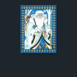 Vintage Christmas, Blue Santa Claus with Snowglobe キャンバスプリント<br><div class="desc">ヴィンテージイラストレーションビクトリアンスタイルメリークリスマスの休日デザインは、森の中でサンタクロースを特集すてき。サンニコライは、片手に雪の球体を持つ青いコートを着て、もう一方の手に杖を持っている。彼のコートからつるかわいいテディベアとおもちゃの袋は彼の背中の上にクリスマスイブに配達する準備ができている。森の中の雪の白い冬のシーンは、木々と、雪の結晶が夜空から落ちている。ハッピーホリデーと季節のご挨拶！</div>