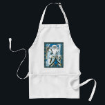 Vintage Christmas, Blue Santa Claus with Snowglobe スタンダードエプロン<br><div class="desc">ヴィンテージイラストレーションビクトリアンスタイルメリークリスマスの休日デザインは、森の中でサンタクロースを特集すてき。サンニコライは、片手に雪の球体を持つ青いコートを着て、もう一方の手に杖を持っている。彼のコートからつるかわいいテディベアとおもちゃの袋は彼の背中の上にクリスマスイブに配達する準備ができている。森の中の雪の白い冬のシーンは、木々と、雪の結晶が夜空から落ちている。ハッピーホリデーと季節のご挨拶！</div>