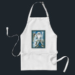 Vintage Christmas, Blue Santa Claus with Snowglobe スタンダードエプロン<br><div class="desc">ヴィンテージイラストレーションビクトリアンスタイルメリークリスマスの休日デザインは、森の中でサンタクロースを特集すてき。サンニコライは、片手に雪の球体を持つ青いコートを着て、もう一方の手に杖を持っている。彼のコートからつるかわいいテディベアとおもちゃの袋は彼の背中の上にクリスマスイブに配達する準備ができている。森の中の雪の白い冬のシーンは、木々と、雪の結晶が夜空から落ちている。ハッピーホリデーと季節のご挨拶！</div>