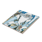 Vintage Christmas, Blue Santa Claus with Snowglobe タイル (側面)