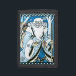 Vintage Christmas, Blue Santa Claus with Snowglobe ナイロン三つ折りウォレット<br><div class="desc">ヴィンテージイラストレーションビクトリアンスタイルメリークリスマスの休日デザインは、森の中でサンタクロースを特集すてき。サンニコライは、片手に雪の球体を持つ青いコートを着て、もう一方の手に杖を持っている。彼のコートからつるかわいいテディベアとおもちゃの袋は彼の背中の上にクリスマスイブに配達する準備ができている。森の中の雪の白い冬のシーンは、木々と、雪の結晶が夜空から落ちている。ハッピーホリデーと季節のご挨拶！</div>