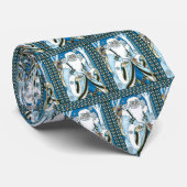 Vintage Christmas, Blue Santa Claus with Snowglobe ネクタイ (ロール)