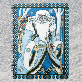 Vintage Christmas, Blue Santa Claus with Snowglobe ノートブック