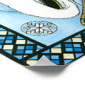 Vintage Christmas, Blue Santa Claus with Snowglobe ポスター (角)