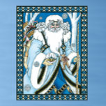 Vintage Christmas, Blue Santa Claus with Snowglobe ポスター<br><div class="desc">Vintage illustration Victorian style Merry Christmas holiday design featuring a jolly Santa Claus in the forest. Saint Nicholas is dressed in a blue coat holding a snow globe in one hand, and a cane in the other. A cute teddy bear hangs from his coat and a sack of toys is...</div>