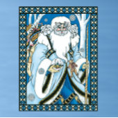 Vintage Christmas, Blue Santa Claus with Snowglobe ポスター