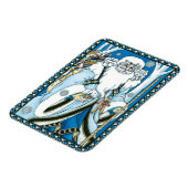 Vintage Christmas, Blue Santa Claus with Snowglobe マグネット (左側)