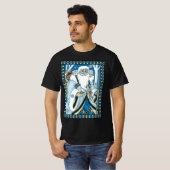 Vintage Christmas, Blue Santa Claus with Snowglobe Tシャツ (正面フル)
