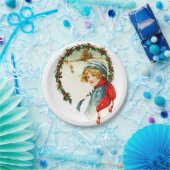 Vintage Christmas Boy ペーパープレート (パーティー)