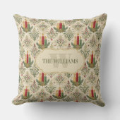 Vintage Christmas Candle Damask Pattern クッション (正面)